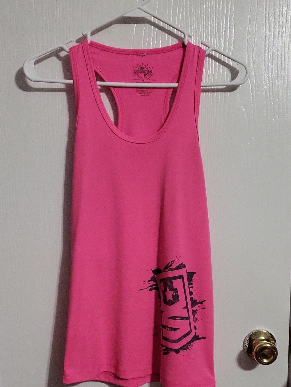 Shirt-Universal Hot Pink Racerback Tank with Black Graphic #3187